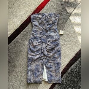 Luba By Payne Dee Blue Speckled Print Bodycon Strapless Dress